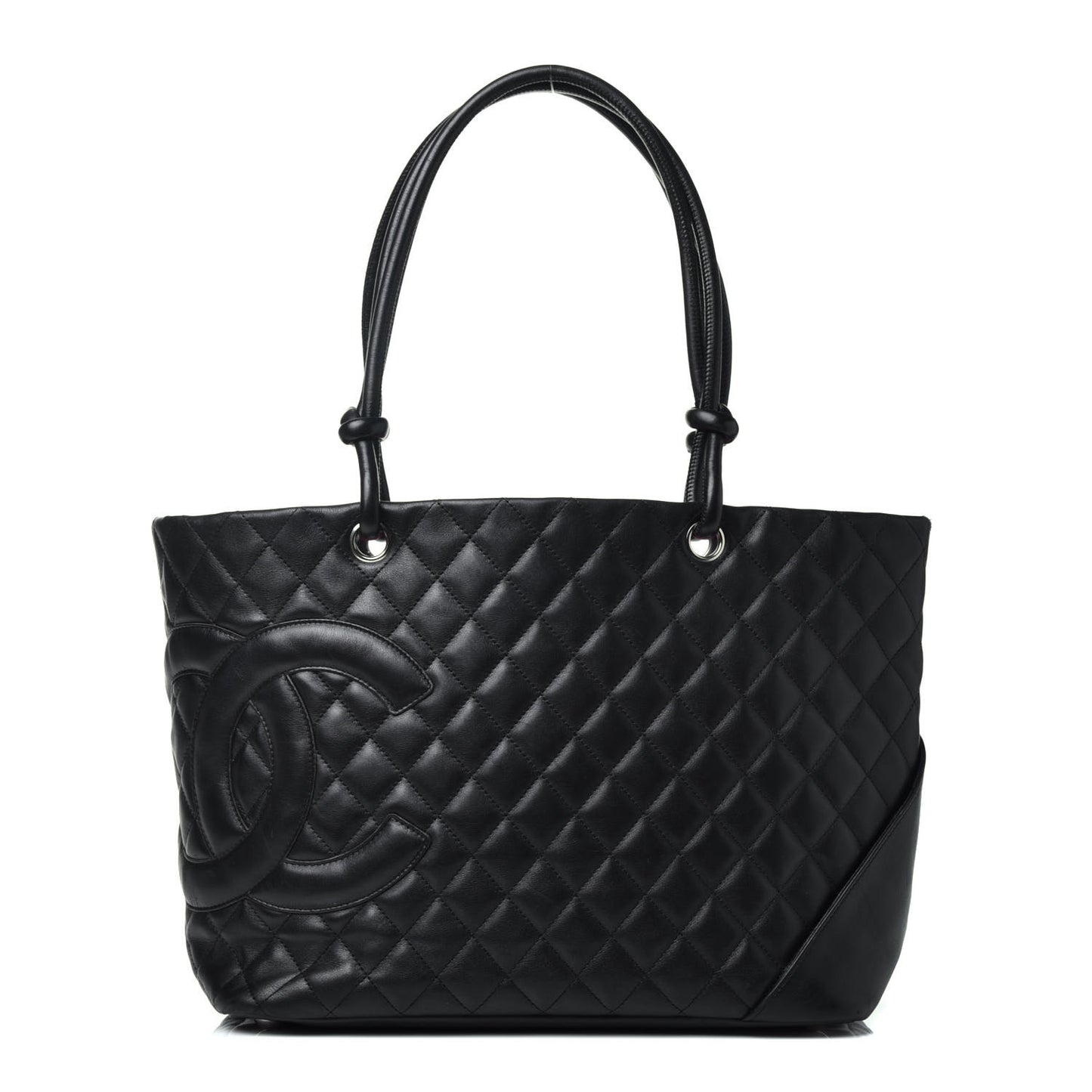 Calfskin Quilted Large Cambon Tote Black
