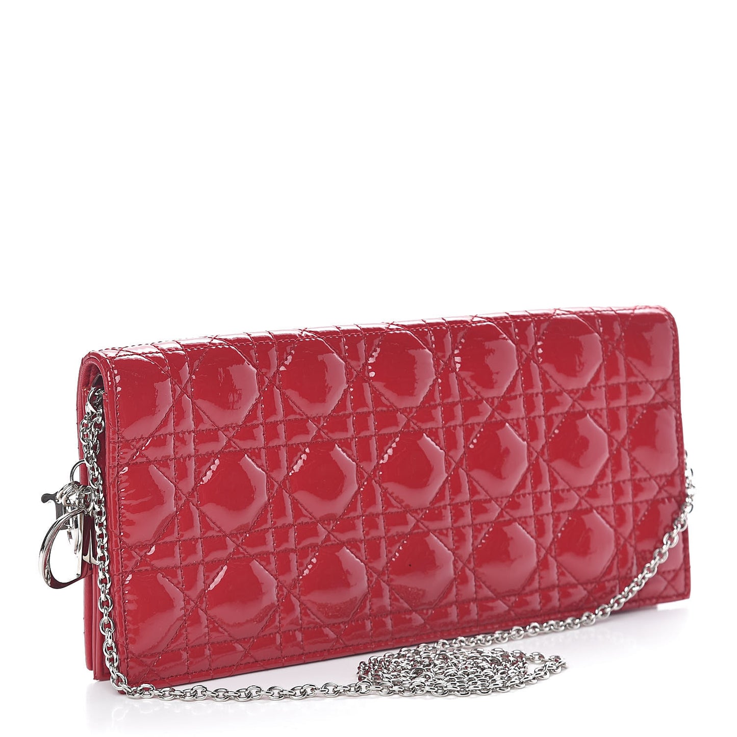 Patent Cannage Lady Dior Convertible Clutch Red