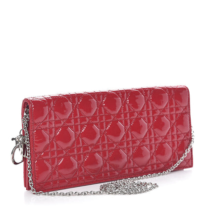 Christian Dior Patent Cannage Lady Dior Convertible Clutch Red 3 of 12