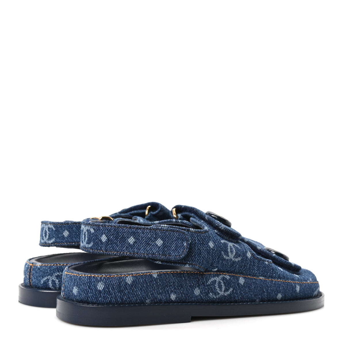 Chanel Printed Denim CC Dad Sandals 35.5 Light Blue 5 of 10