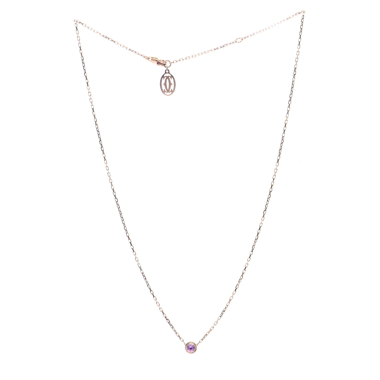 18K Pink Gold Pink Sapphire D'Amour Pendant Necklace