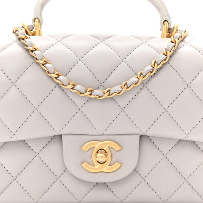 Chanel Lambskin Quilted Mini Top Handle Rectangular Flap Grey 8 of 11