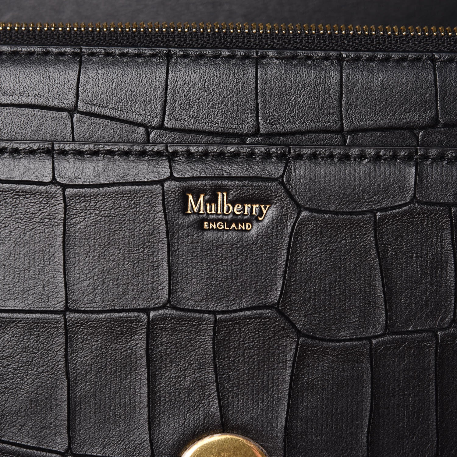 Mulberry Deep Calfskin Crocodile Embossed Medium Darley Black 6 of 10