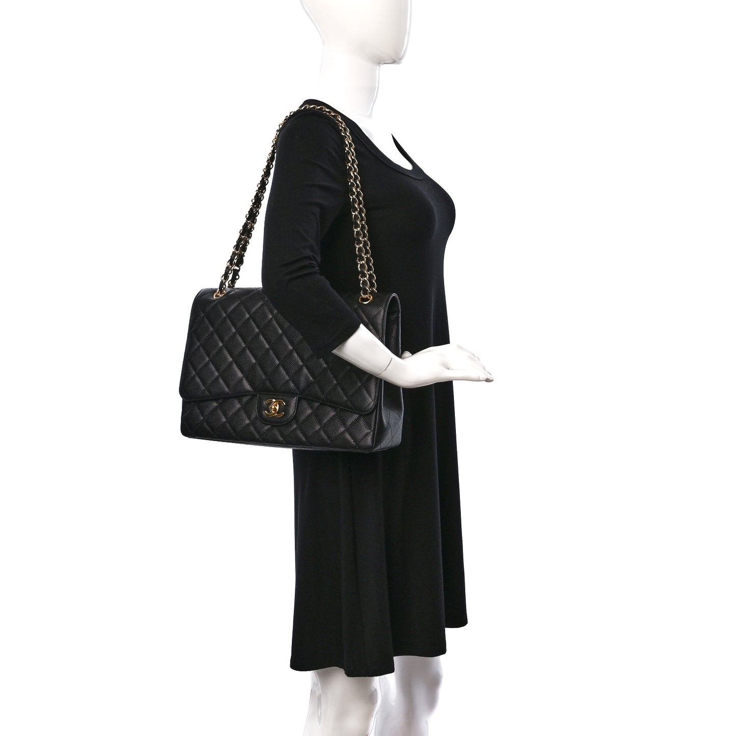 Caviar Quilted Maxi Single Flap Black