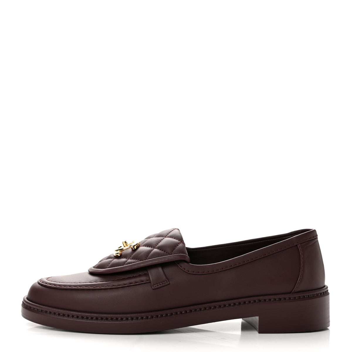Lambskin Quilted CC Turnlock Loafers 40 Burgundy