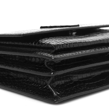 Saint Laurent Calfskin Crocodile Embossed Medium Monochrome Monogram Sunset Black 11 of 12