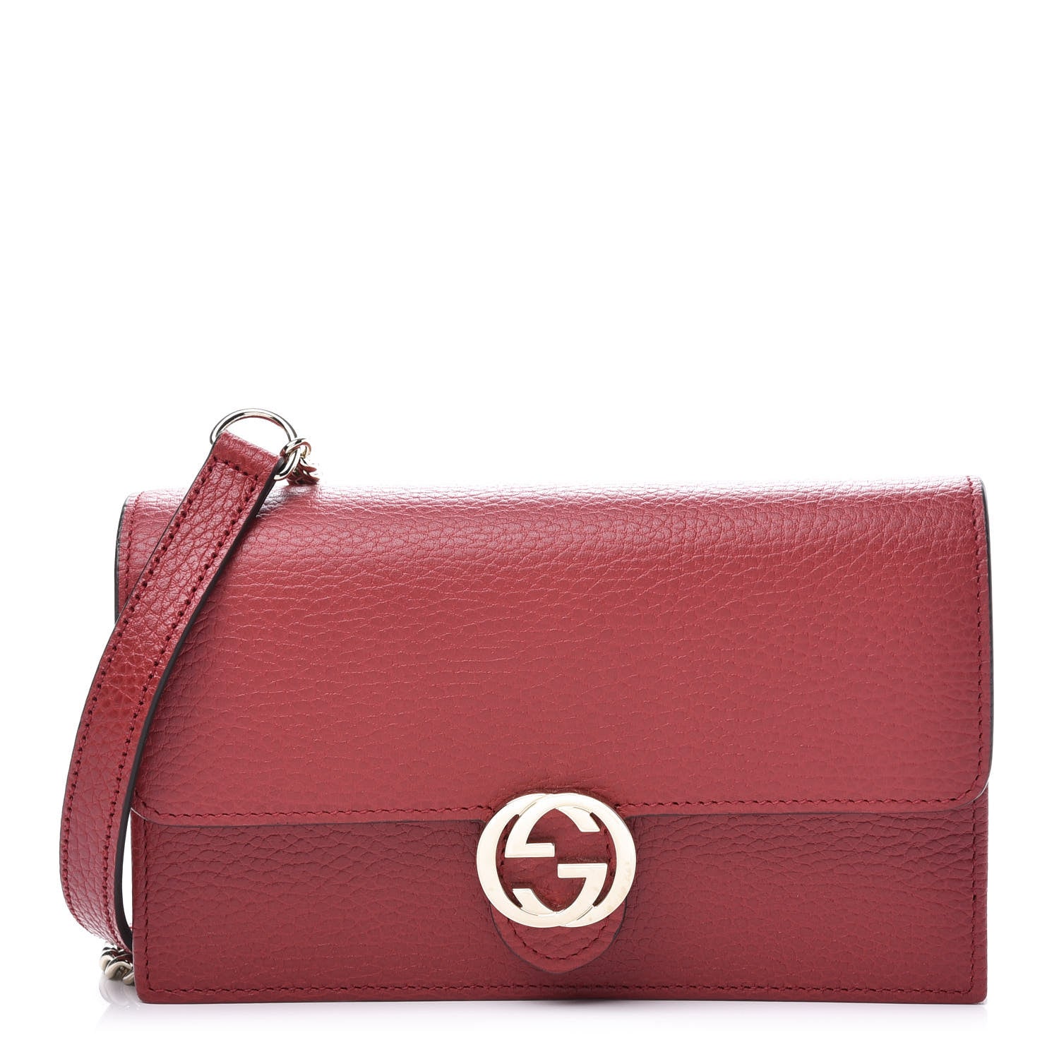 Gucci Dollar Calfskin Interlocking G Chain Wallet Red 1 of 8