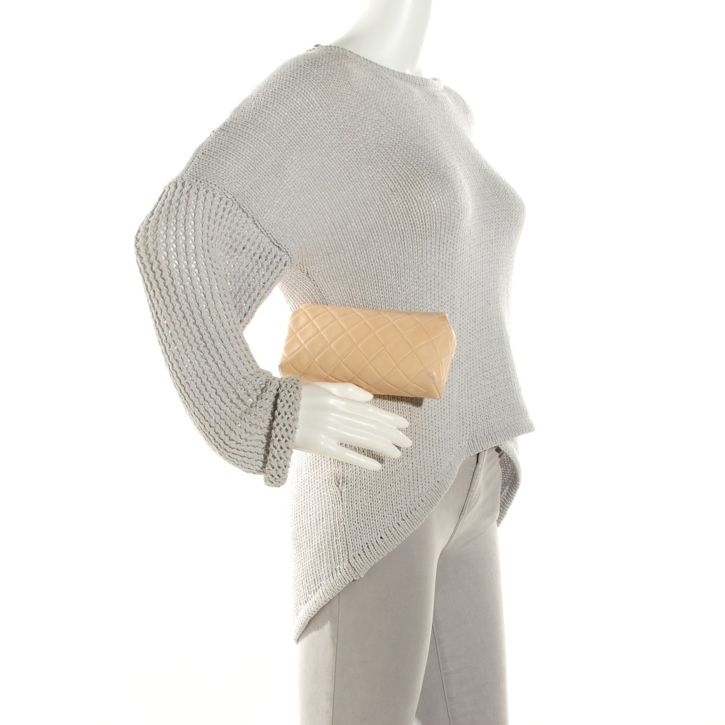 Lambskin Quilted Cosmetic Case Beige
