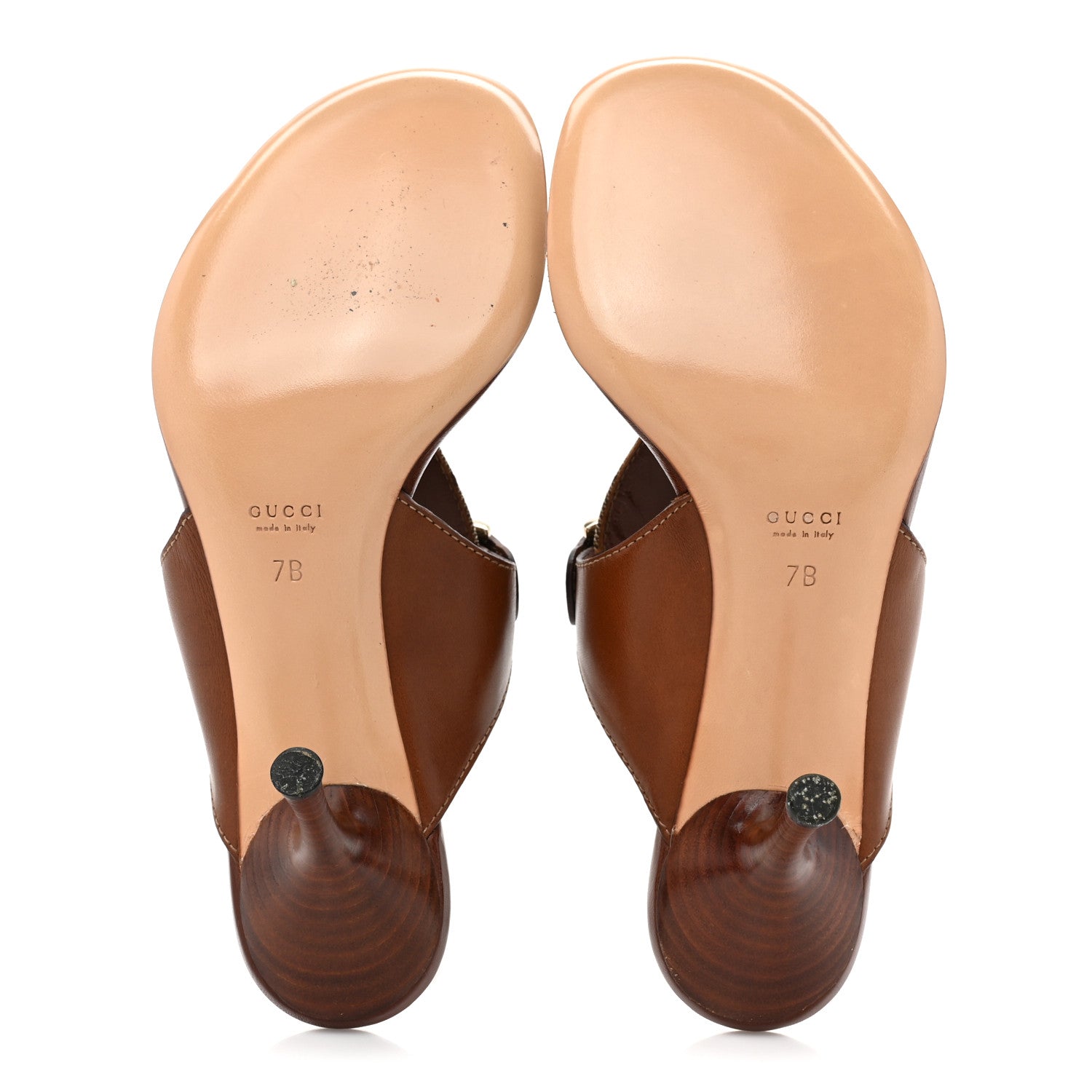 Gucci Monogram Womens Thong Heel Sandals 7 Brown 5 of 8