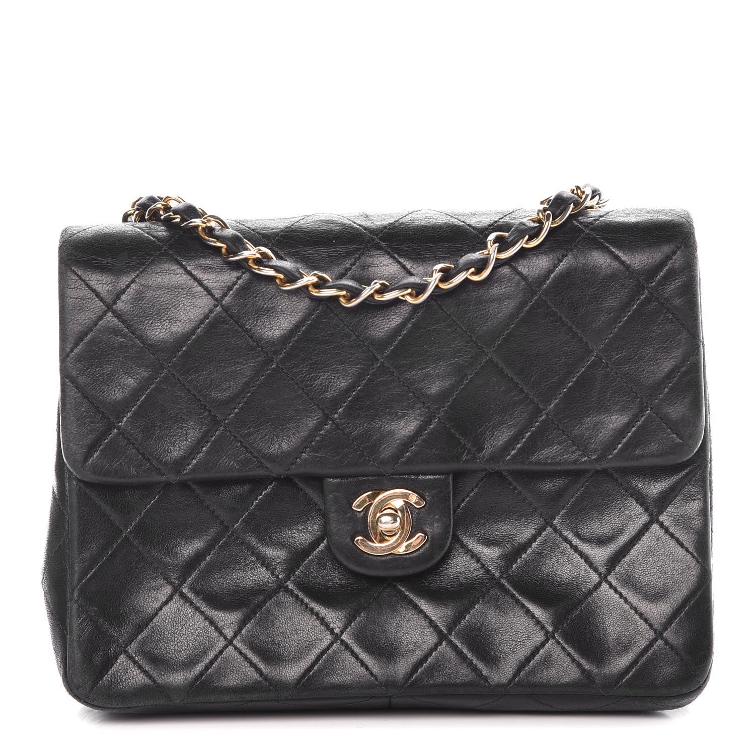 Chanel Lambskin Quilted Mini Square Flap Bag Navy 1 of 16