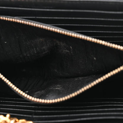 Saint Laurent Grain De Poudre Matelasse Chevron Monogram Chain Wallet Black 12 of 12