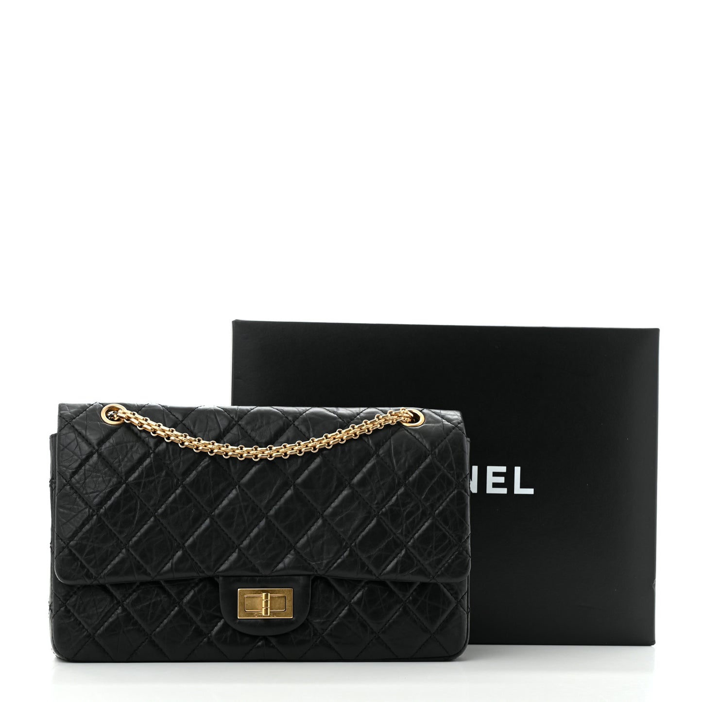 Aged Calfskin Quilted 2.55 Reissue 227 Flap Black