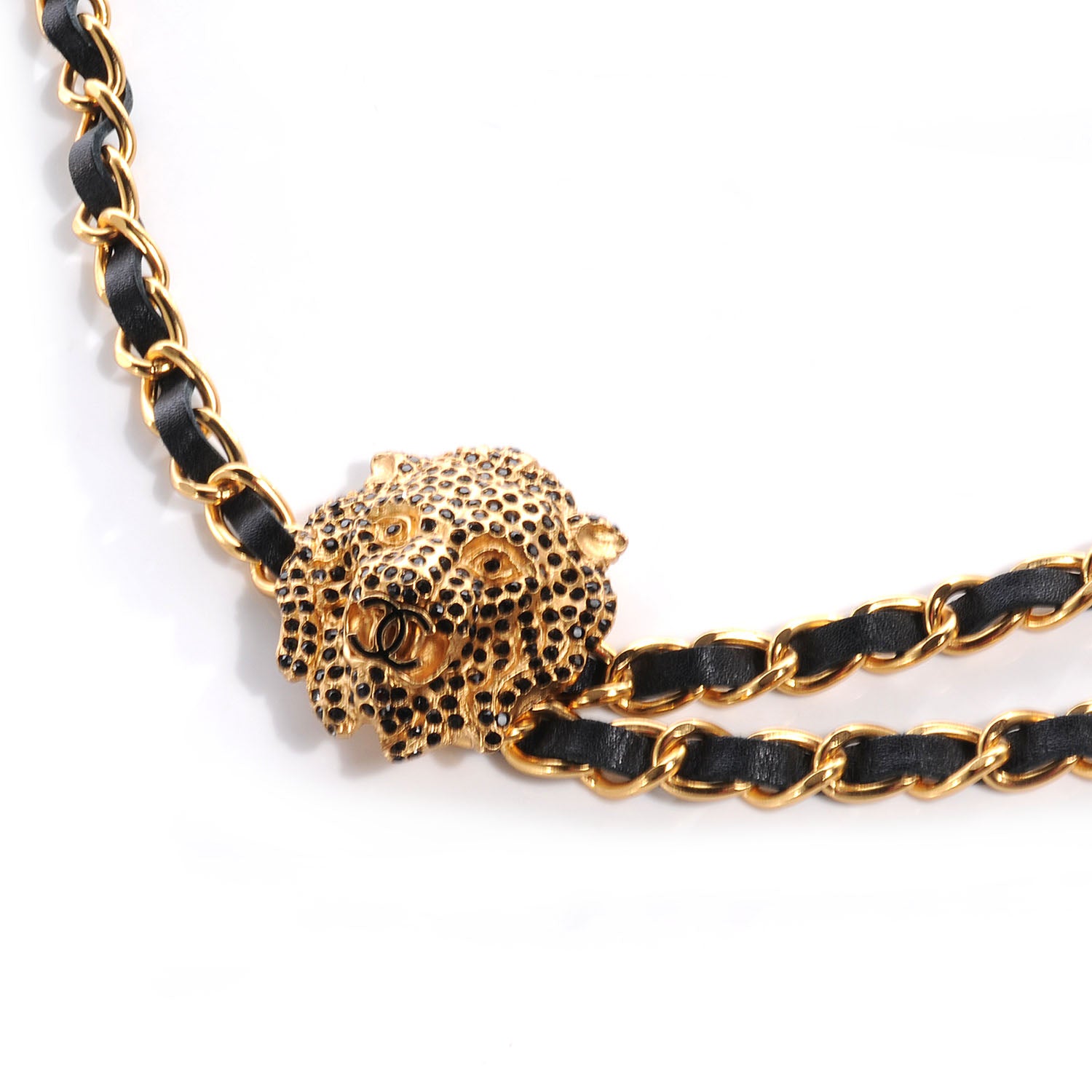 Chanel Crystal and Lambskin Lion Chain Belt Gold 4 of 6