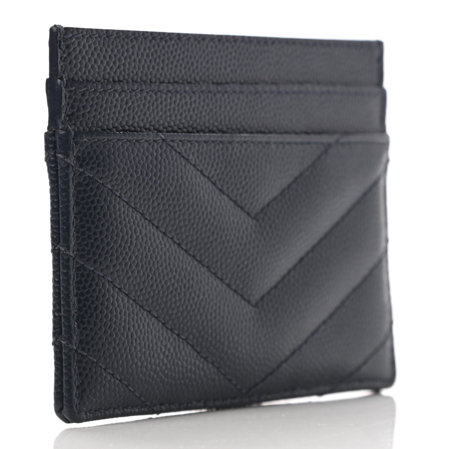 Grain De Poudre Matelasse Chevron Monogram Credit Card Case Navy
