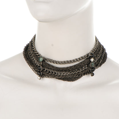 Chanel Multi Strand Braided Chain Choker Necklace Silver 3 of 5
