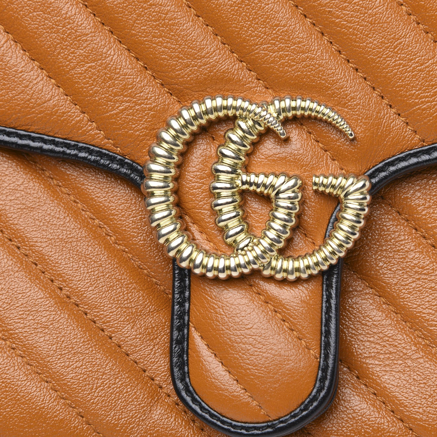 Gucci Azalea Calfskin Matelasse Diagonal Small Torchon GG Marmont Top Handle Shoulder Bag Cognac Black 9 of 10