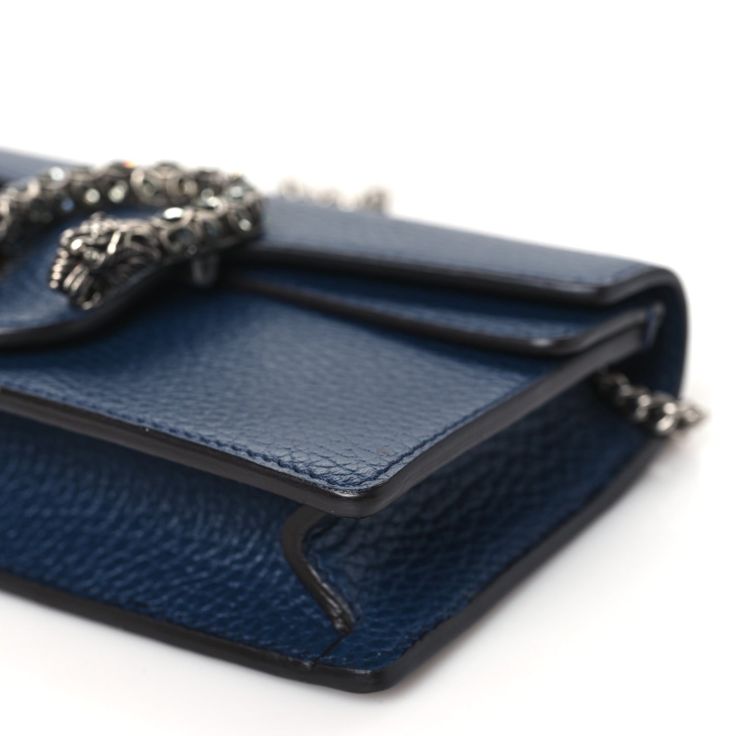 Dollar Calfskin Crystal Super Mini Dionysus Shoulder Bag Blue Agata Black Diamond