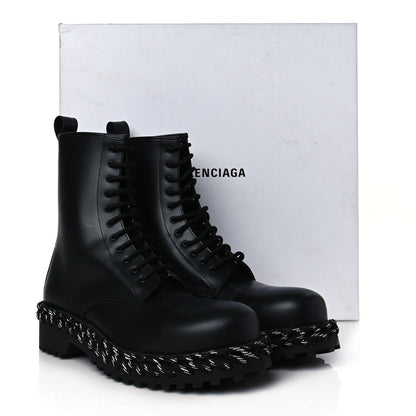 Balenciaga Calfskin Woven Detail Mens Combat Boots 44 Black 15 of 16