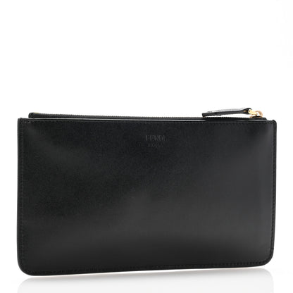 Fendi Vitello Liberty Lucido Metal Monster Eyes Zip Pouch Black 3 of 10