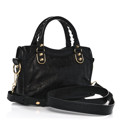Balenciaga Chevre Gold Metallic Edge Hardware Mini City Black 5 of 13