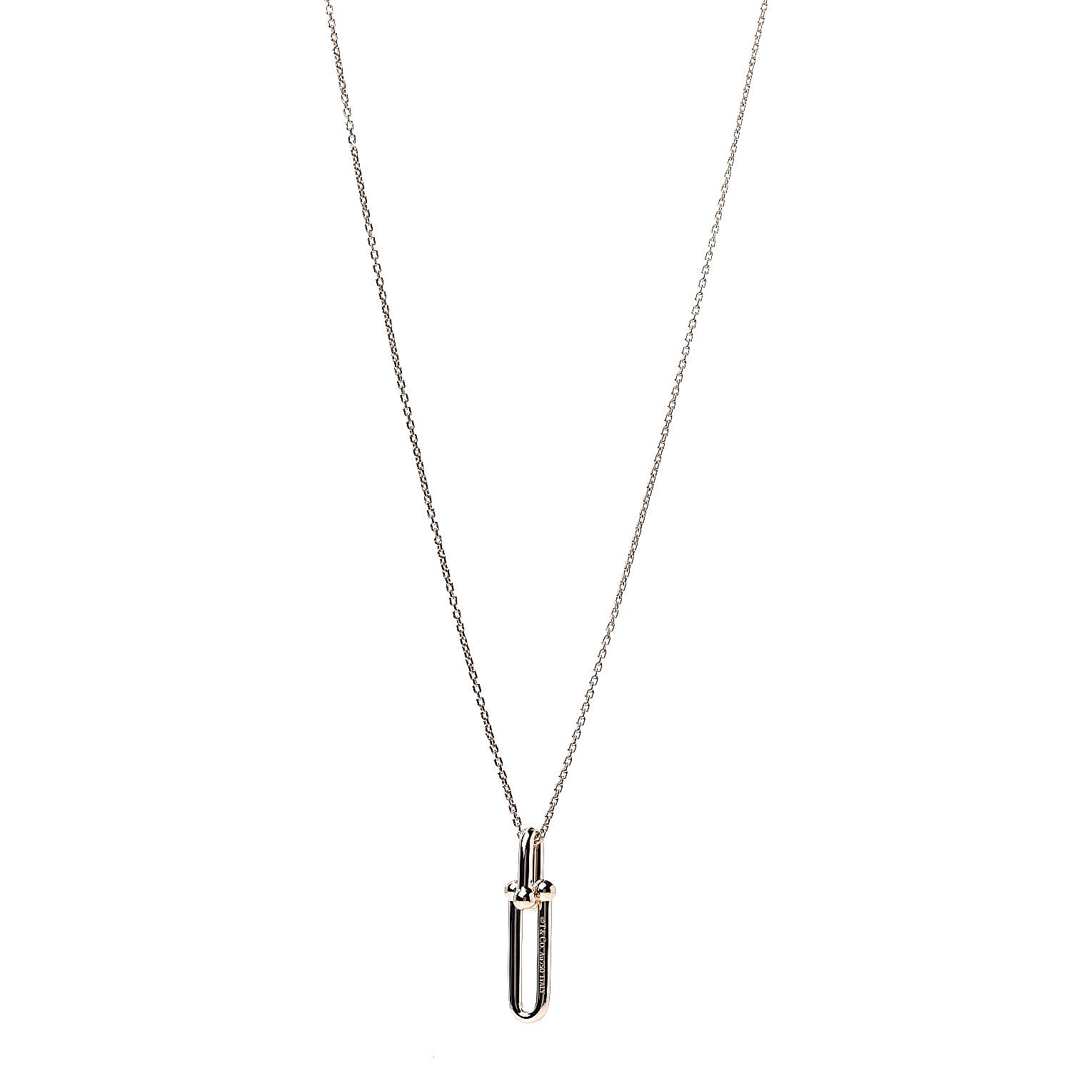 Tiffany 18K Rose Gold HardWear Link Pendant Necklace 1 of 8