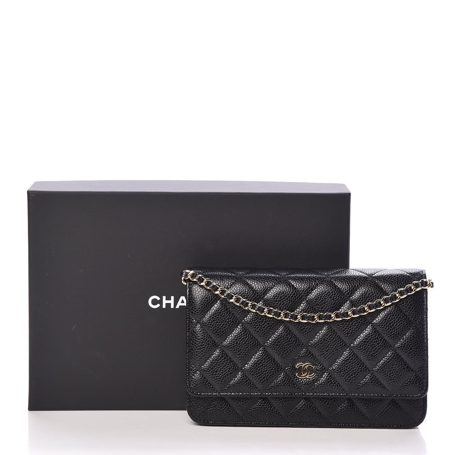 Caviar Quilted Wallet On Chain WOC Black