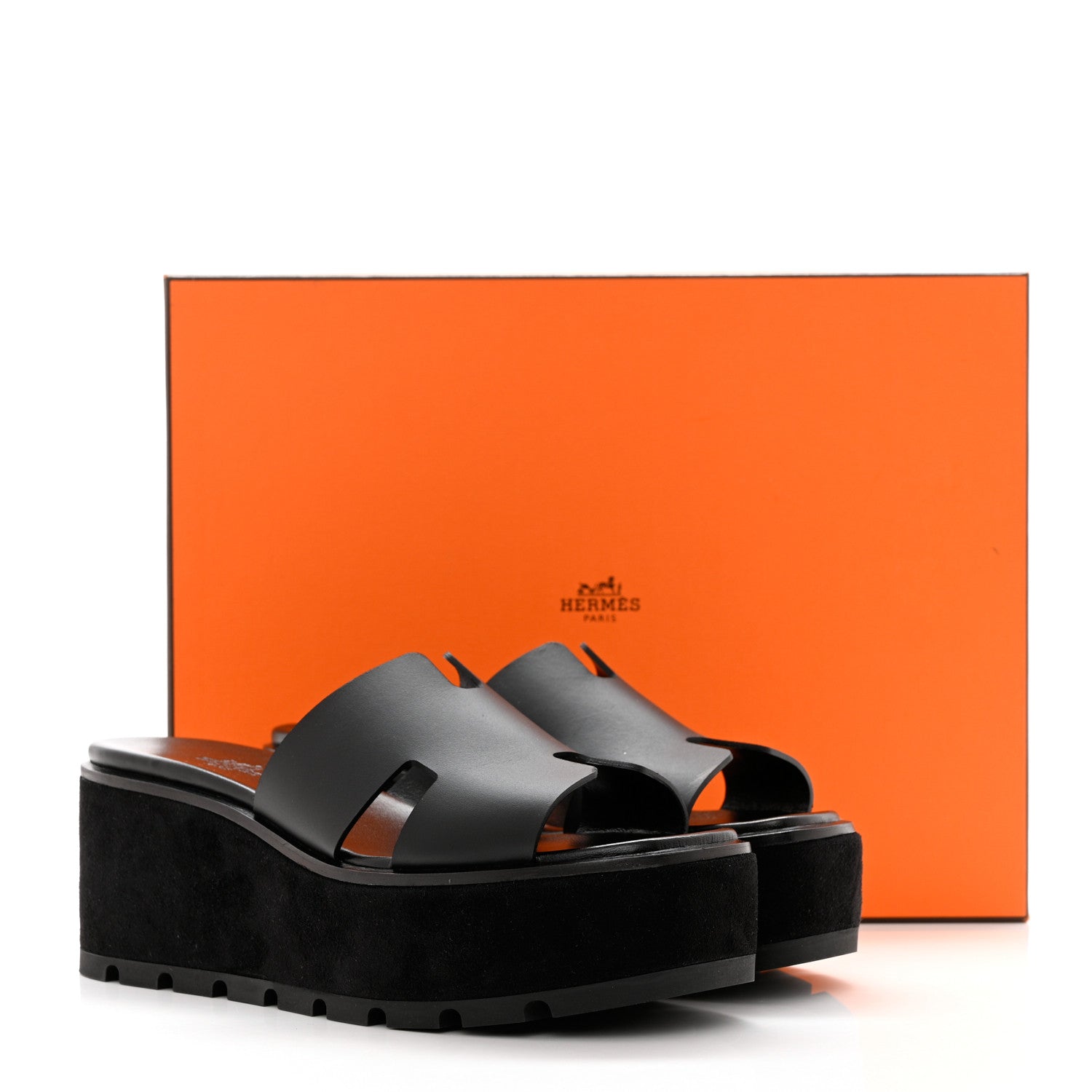 Hermes Calfskin Suede Eze 30 Sandals 38 Black 12 of 12