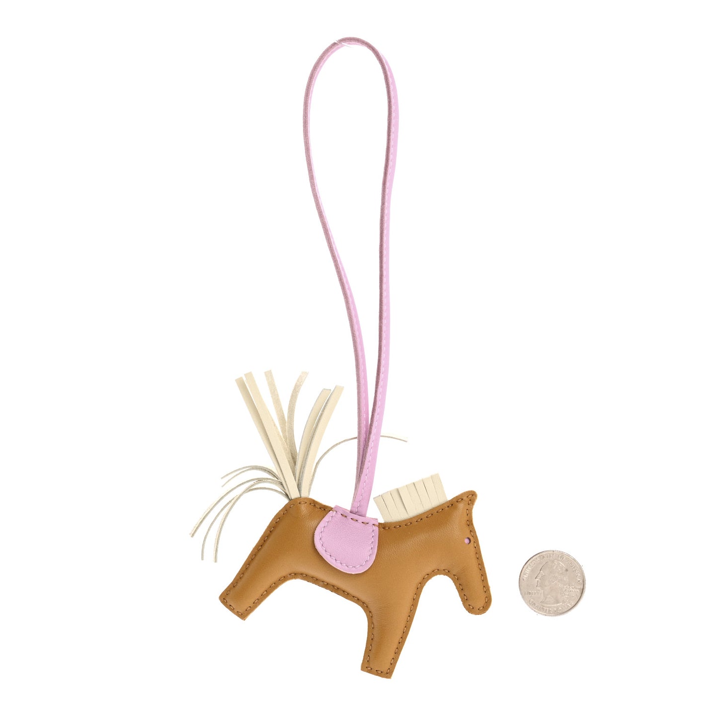 Milo Lambskin Grigri Rodeo Horse Bag Charm PM Sesame Mauve Sylvestre Craie