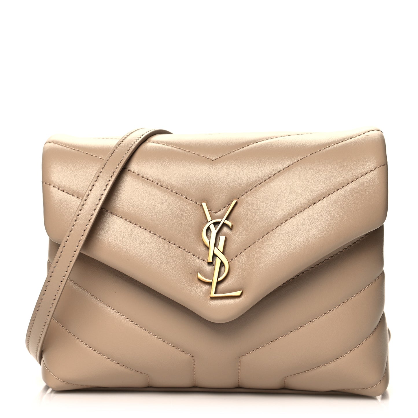 Calfskin Y Quilted Monogram Toy Loulou Crossbody Bag Latte