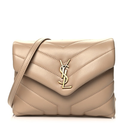 Saint Laurent Calfskin Y Quilted Monogram Toy Loulou Crossbody Bag Latte 1 of 10