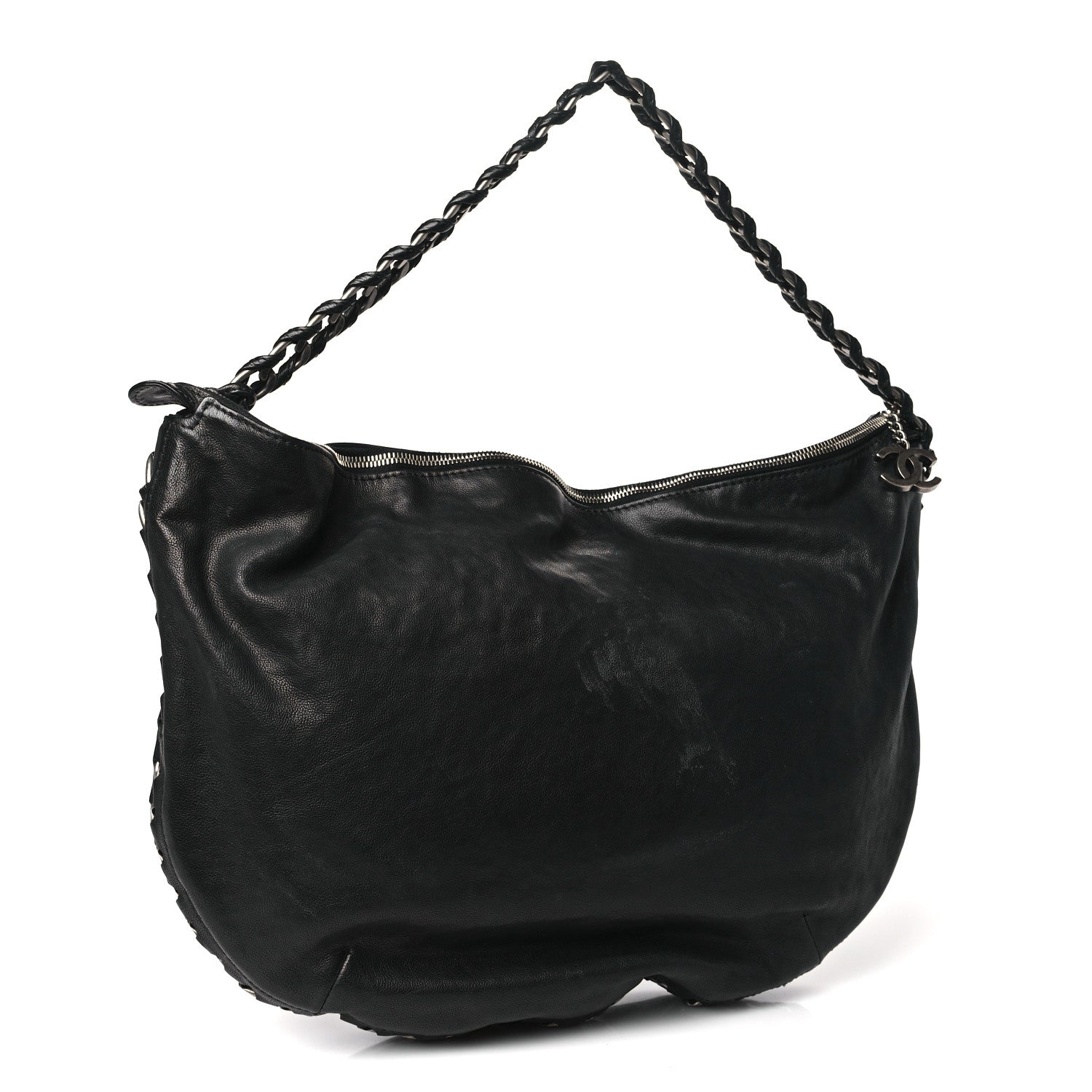 Chanel Calfskin Modern Chain Rhodoid Hobo Black 3 of 11