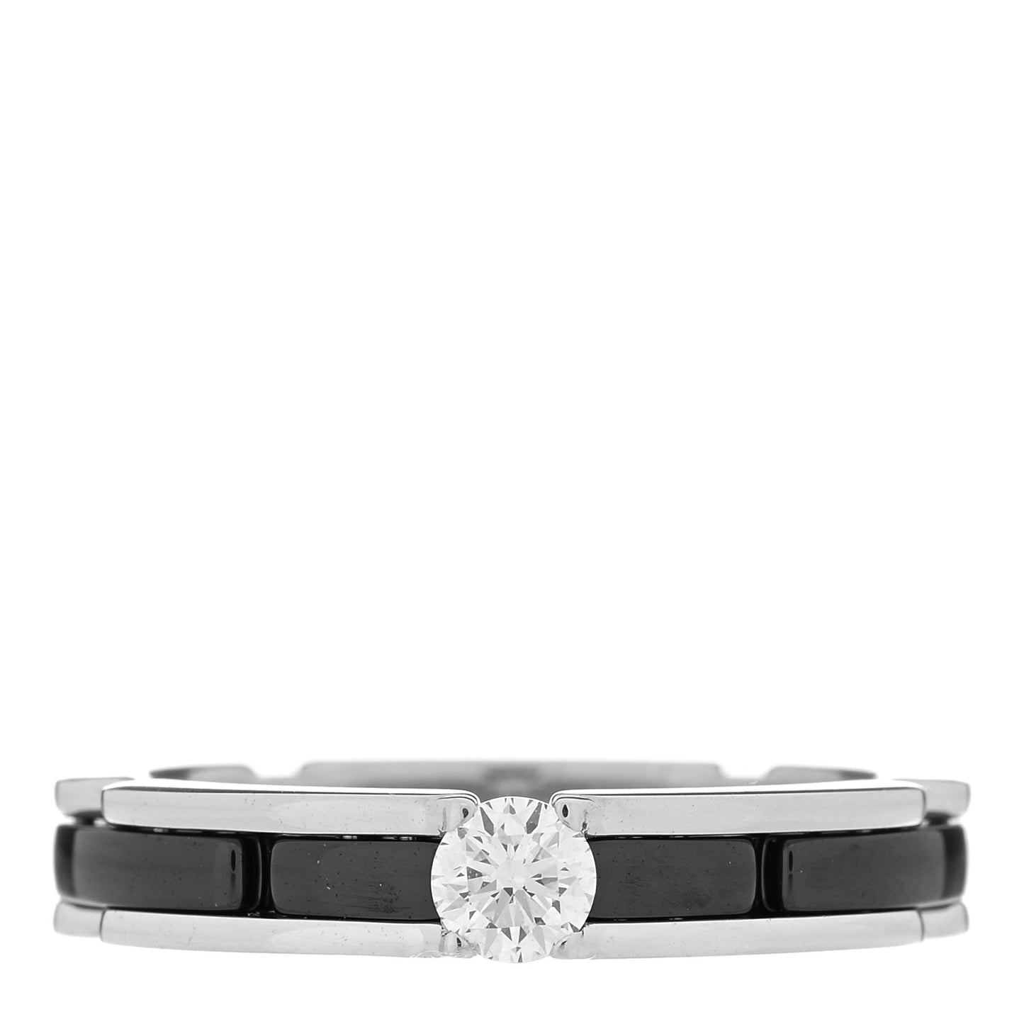 18K White Gold Ceramic Diamond Slim Ultra Ring 55 7.25 Black