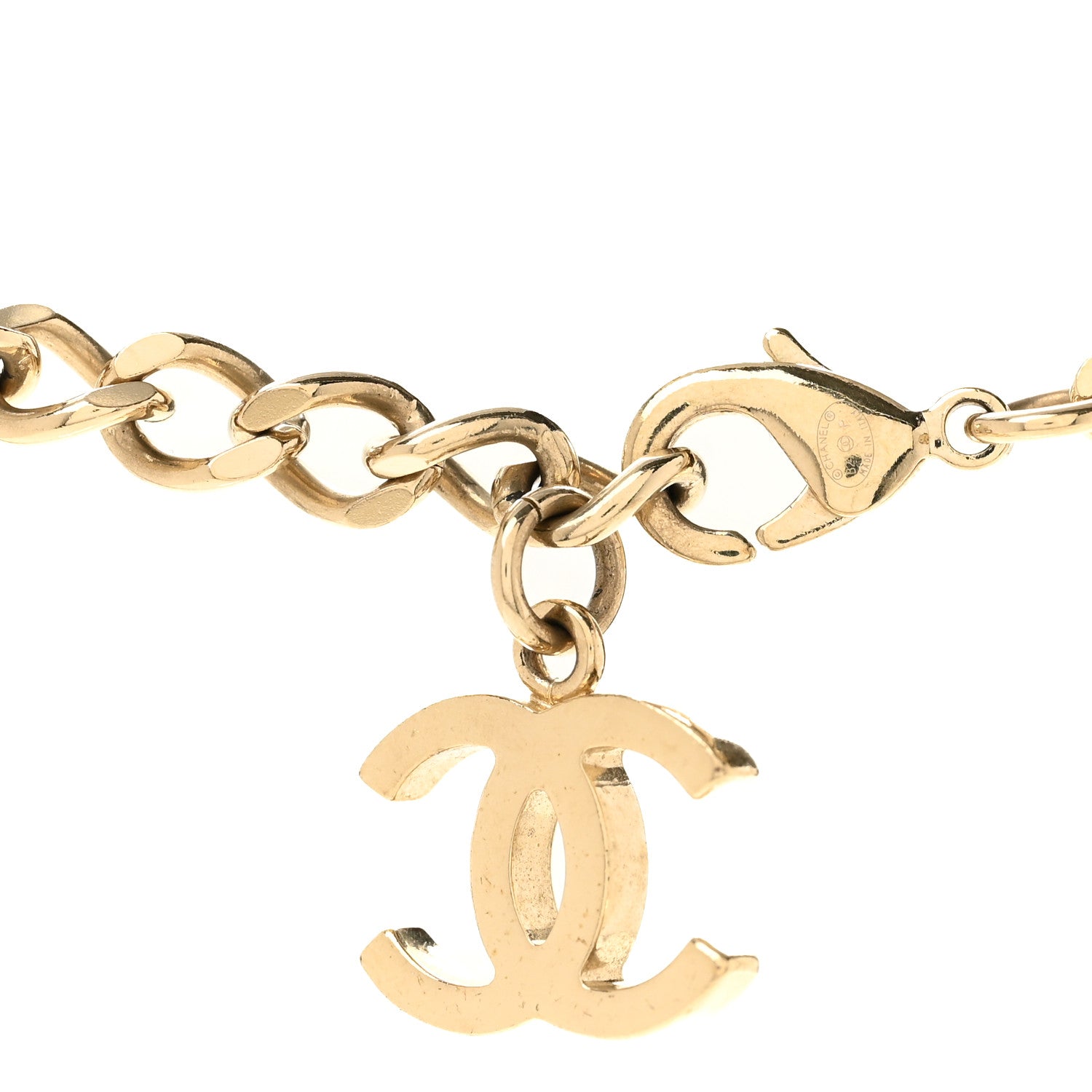 Chanel Lambskin Crystal CC Chain Pendant Necklace Black Gold 5 of 6