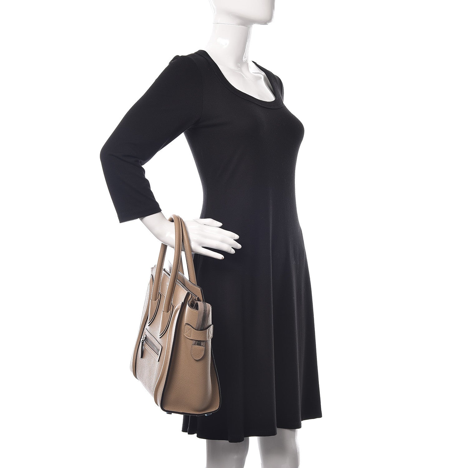 Celine Drummed Calfskin Micro Luggage Dune 2 of 9