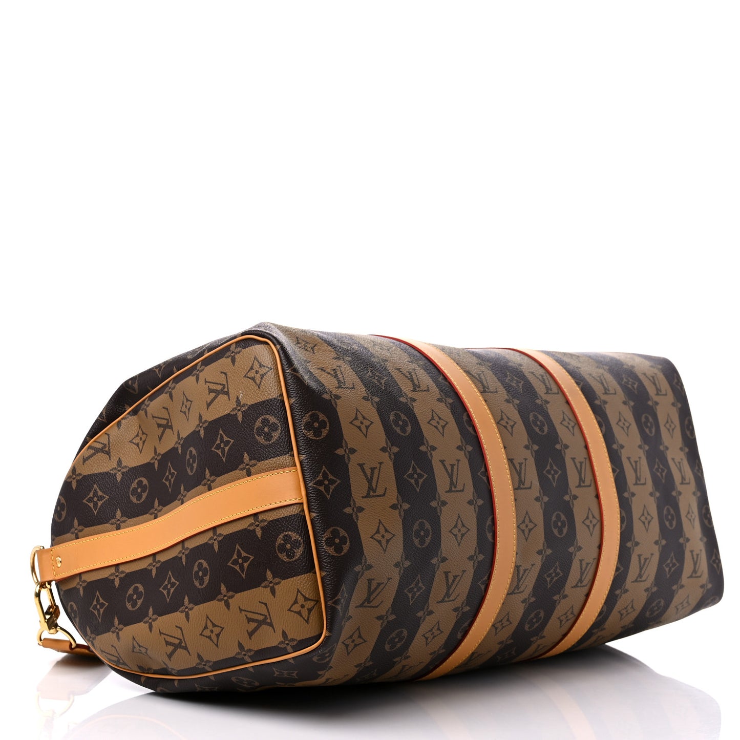 X NIGO Reverse Monogram Stripe Keepall Bandouliere 50 Brown