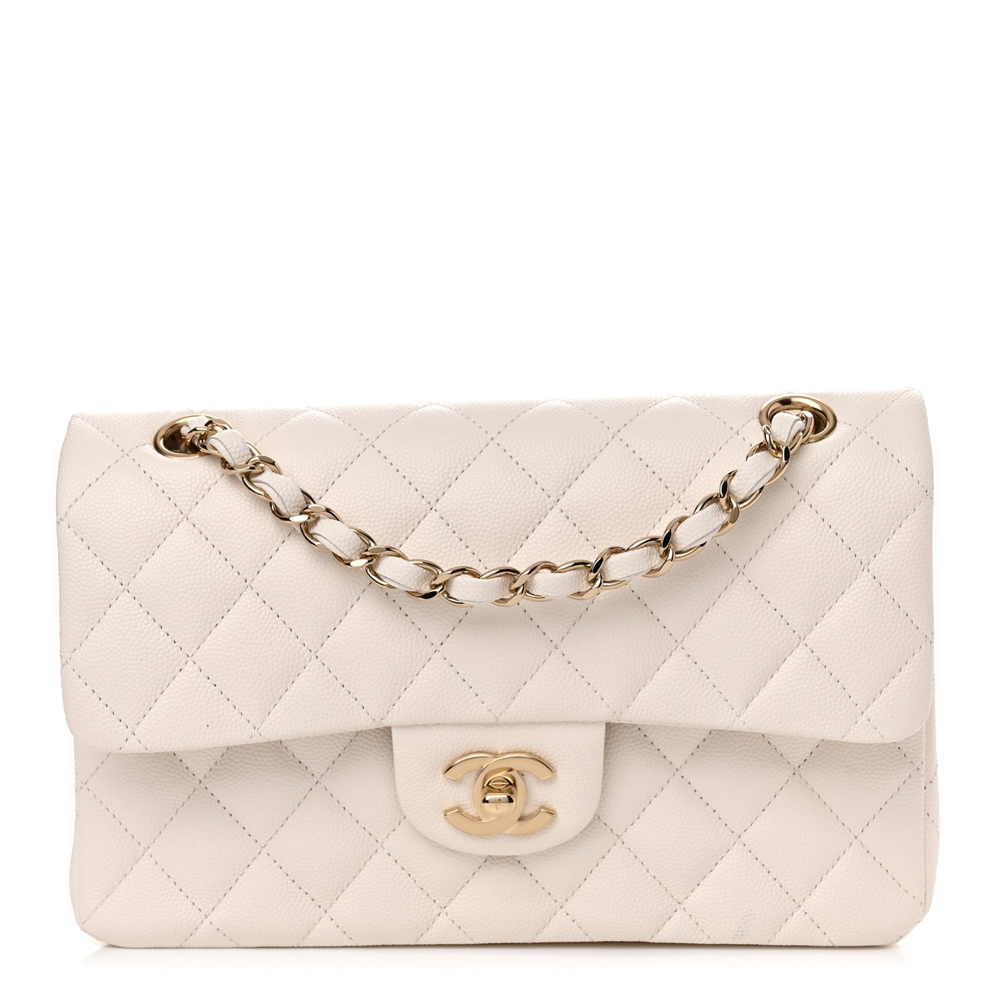 Caviar Quilted Small Double Flap White