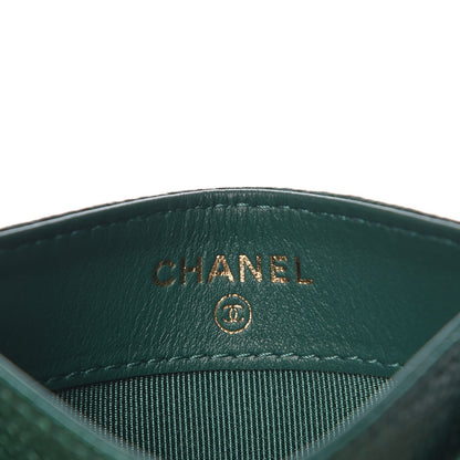 Chanel Metallic Caviar Quilted Card Holder Green 6 of 9