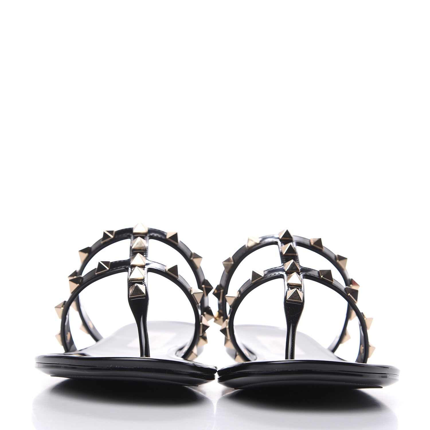 Valentino Garavani PVC Jelly Rockstud Caged Flat Thong Sandals 36 Black 2 of 8