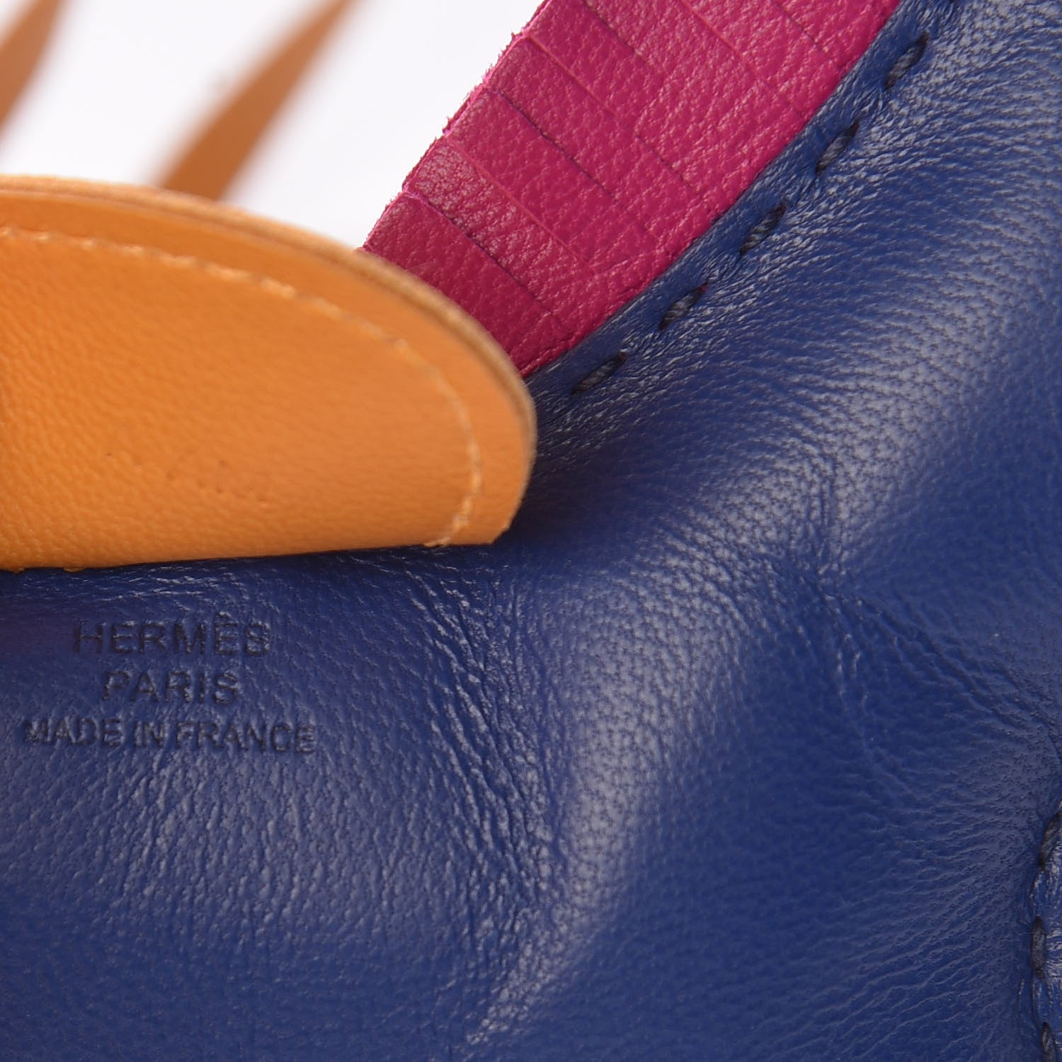 Hermes Milo Lambskin Grigri Rodeo Horse Bag Charm MM Bleu Saphir Rose Pourpre Bouton D'Or 3 of 5