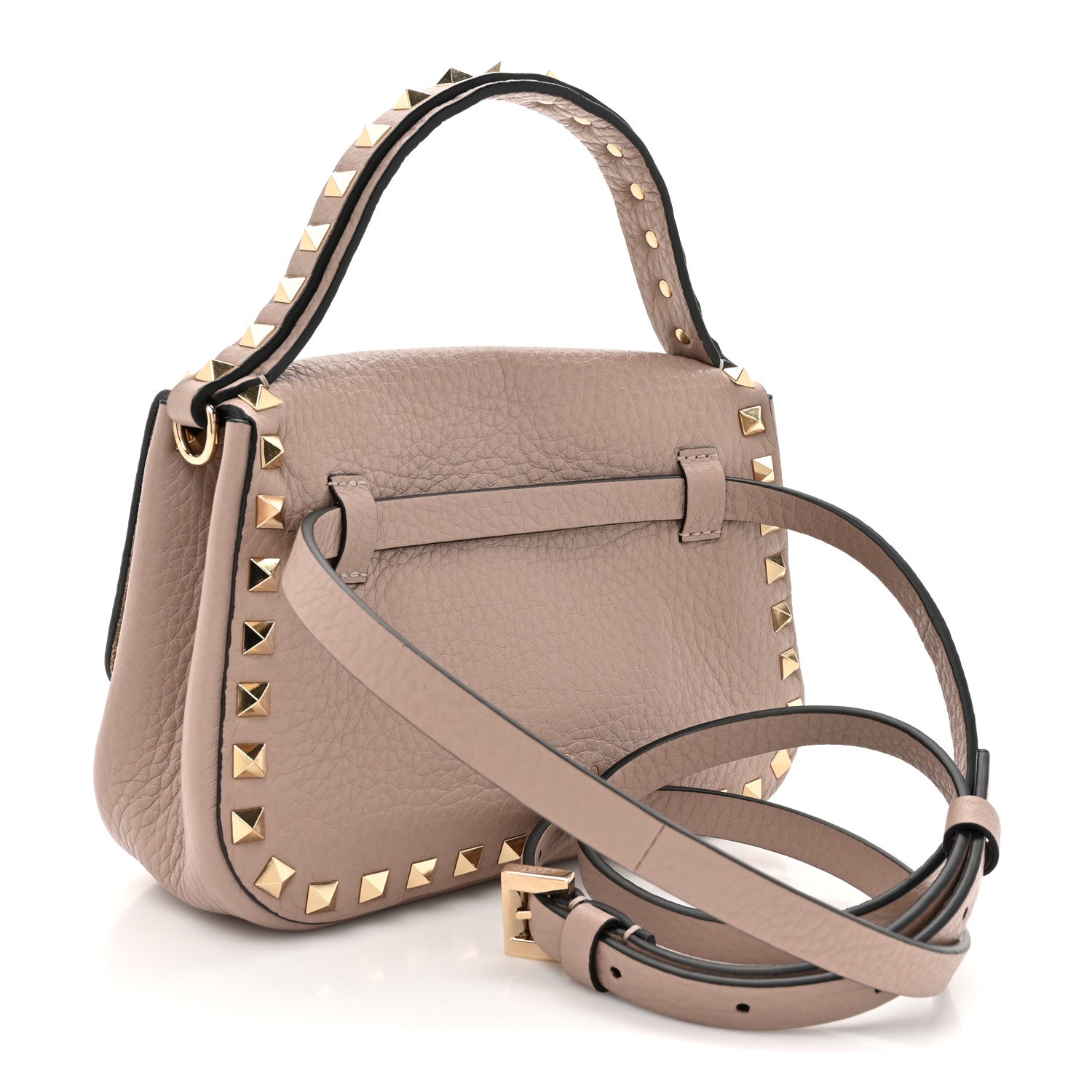 Valentino Garavani Grainy Calfskin Small Rockstud Top Handle Bag Poudre 3 of 11
