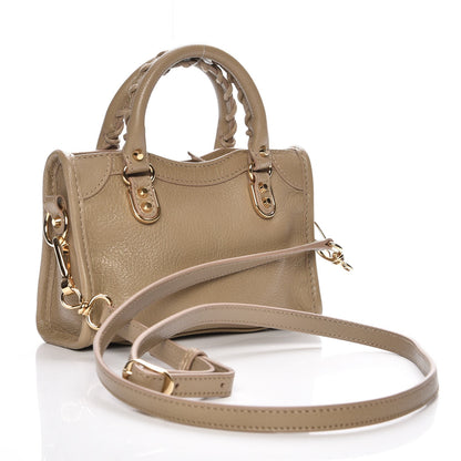 Balenciaga Chevre Gold Metallic Edge Hardware Nano City Beige Latte 3 of 7