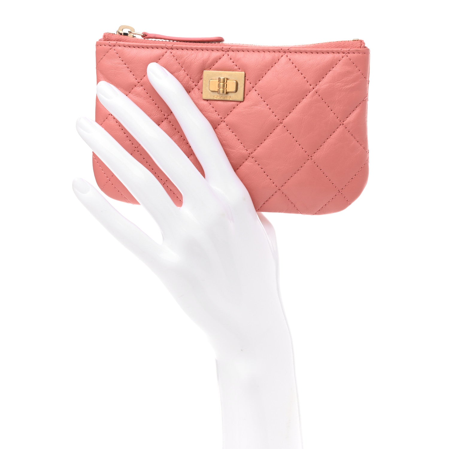 Chanel Aged Calfskin Quilted Small Reissue Cosmetic Case Pink 2 of 7