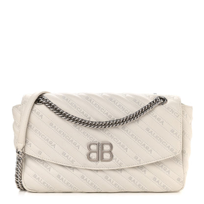 Balenciaga Calfskin Logo Matelasse M BB Chain Shoulder Bag Blanc Neige 1 of 15