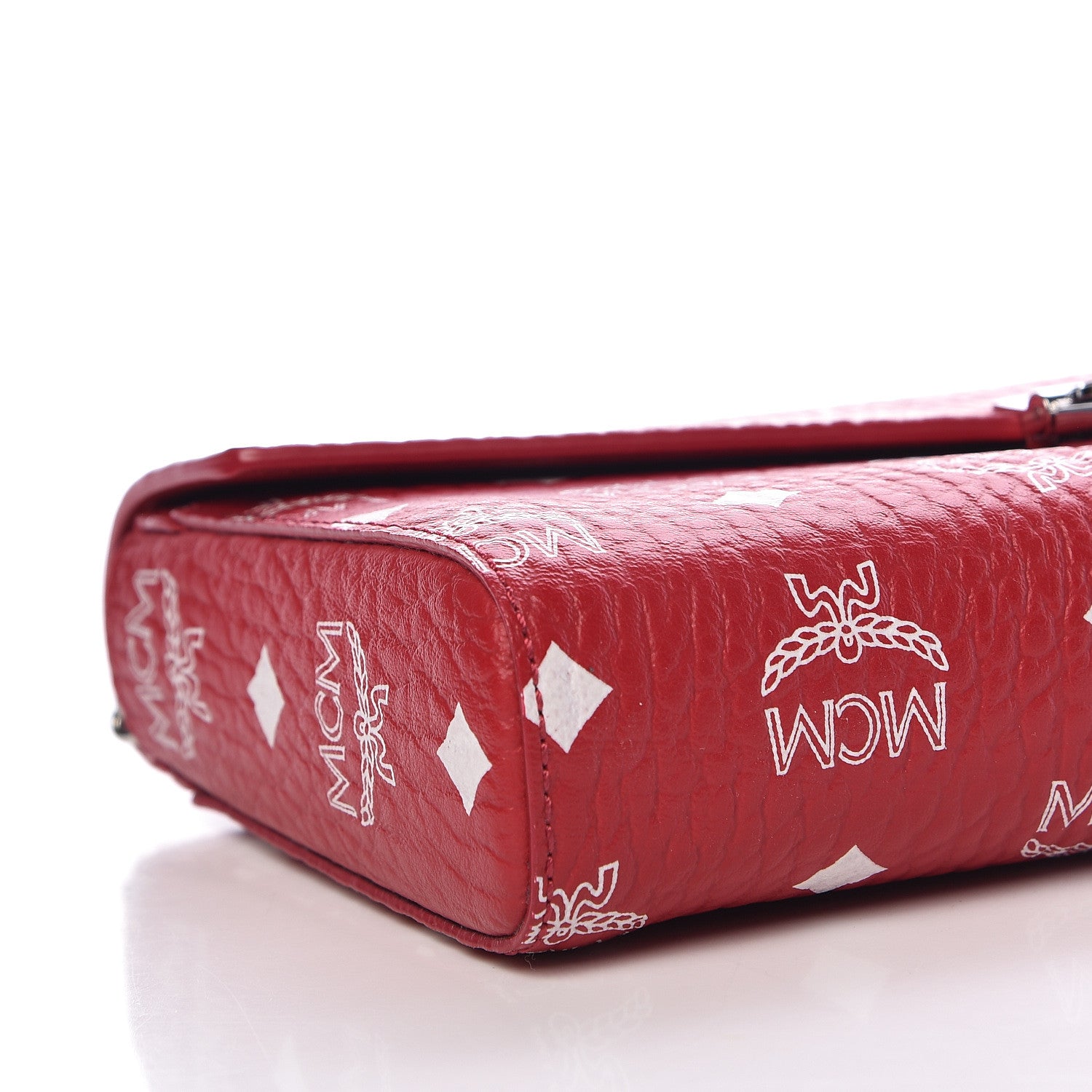 MCM Visetos Monogram Medium Millie Crossbody Bag Ruby Red 9 of 10