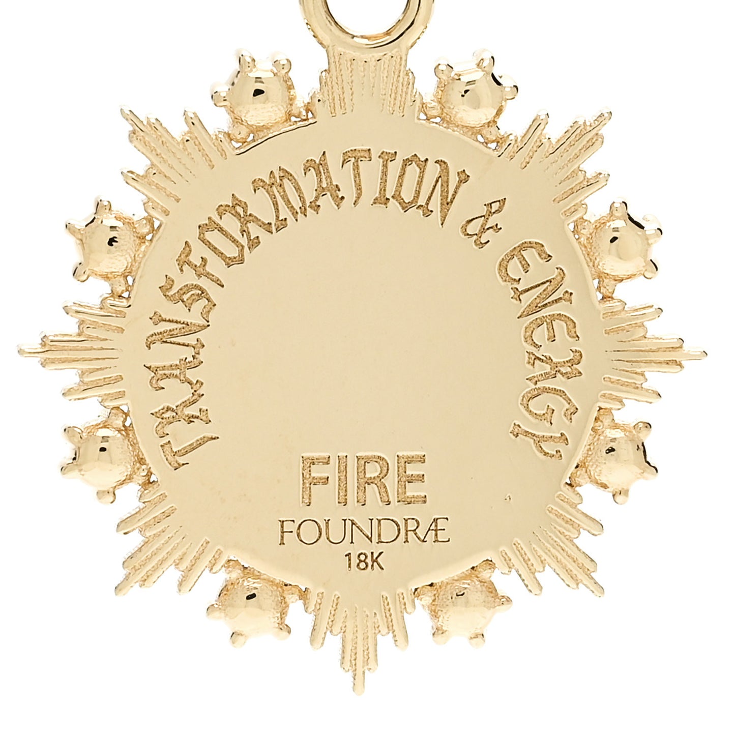 18K Yellow Gold Garnet Fire Astrology Medallion Pendant