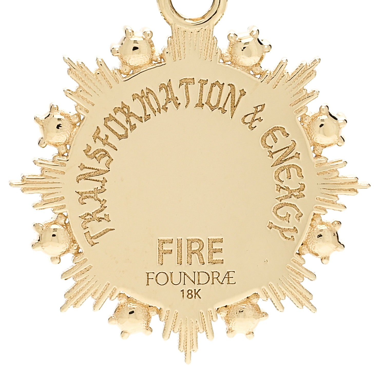 Foundrae 18K Yellow Gold Garnet Fire Astrology Medallion Pendant 4 of 5