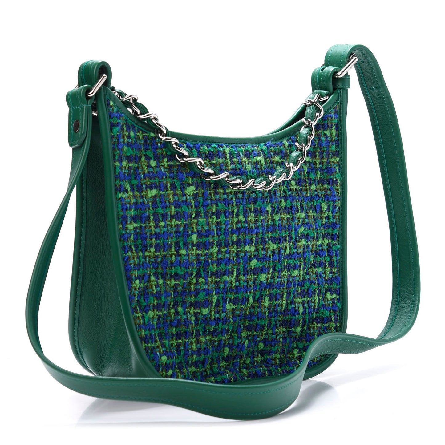 Tweed Calfskin Jungle Stroll Hobo Bag Green Multicolor