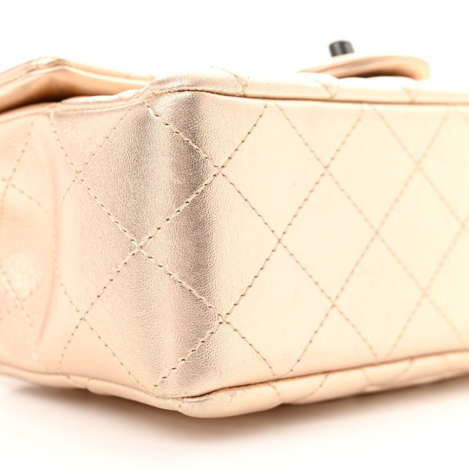 Chanel Metallic Lambskin Quilted Mini Rectangular Flap Gold Black 9 of 10