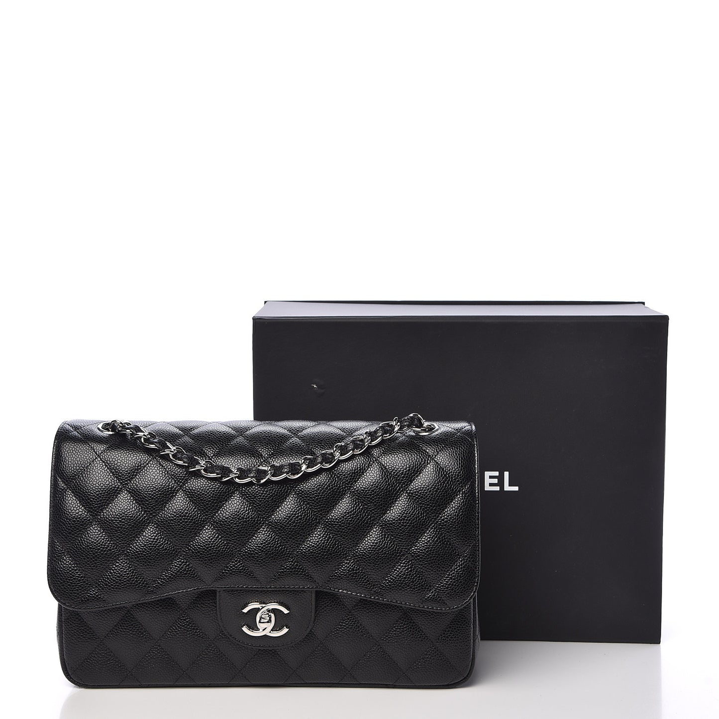 Caviar Quilted Jumbo Double Flap Black