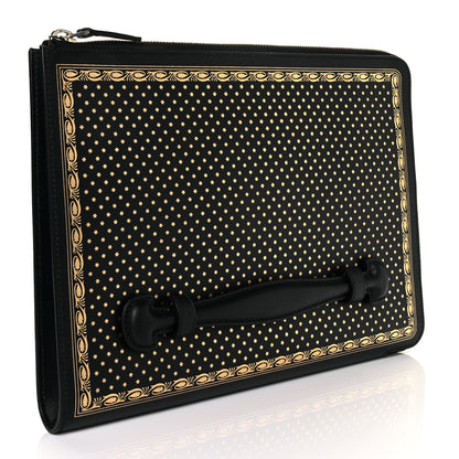 Gucci X SEGA Calfskin GUCCY Stars Zip Clutch Bag Black Gold 3 of 10